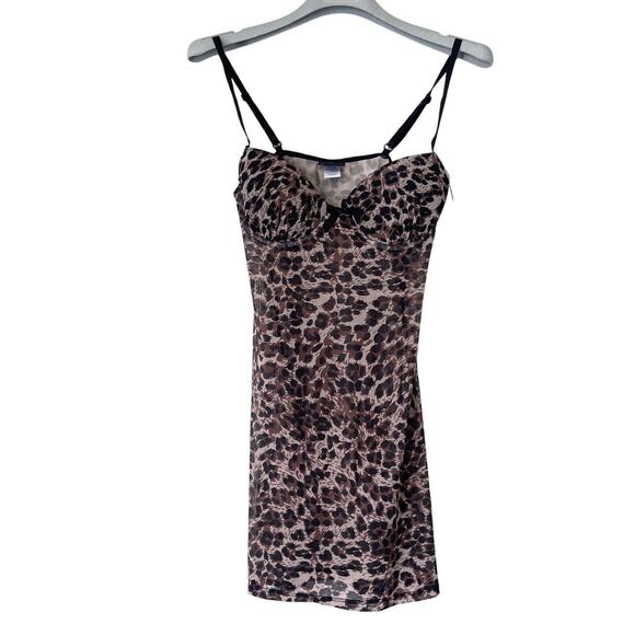 RAMPAGE NWT Leopard Y2K Mesh Bustier Top Slip Mini Dress Size M - Picture 2 of 10